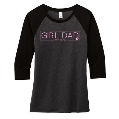 Girldad Est 2024 Newborn Daddy Father Baby Women's Tri-Blend 3/4-Sleeve Raglan Shirt