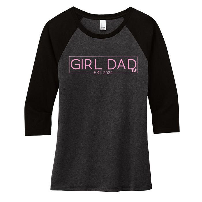 Girldad Est 2024 Newborn Daddy Father Baby Women's Tri-Blend 3/4-Sleeve Raglan Shirt