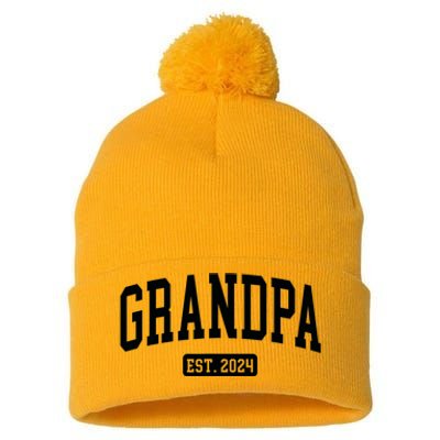 Grandpa Est. 2024 Pom Pom 12in Knit Beanie