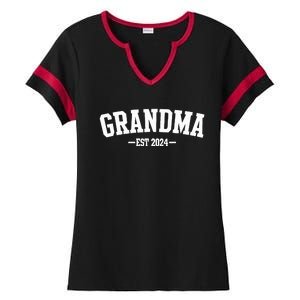 Grandma Est 2024 Promoted To Grandma 2024 For Grandmother Ladies Halftime Notch Neck Tee