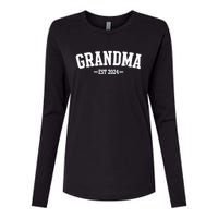 Grandma Est 2024 Promoted To Grandma 2024 For Grandmother Womens Cotton Relaxed Long Sleeve T-Shirt