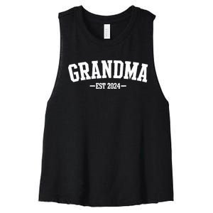 Grandma Est 2024 Promoted To Grandma 2024 For Grandmother Women's Racerback Cropped Tank