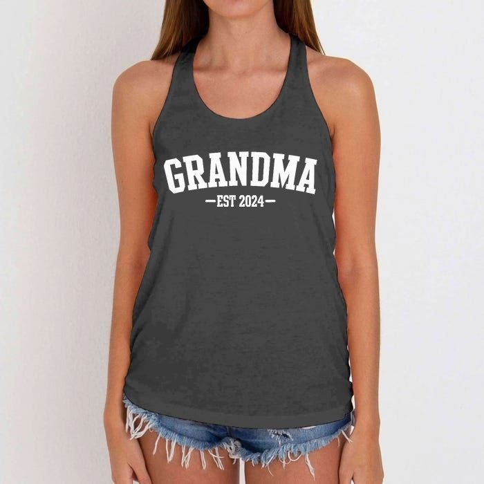 Grandma Est 2024 Promoted To Grandma 2024 For Grandmother Women's Knotted Racerback Tank