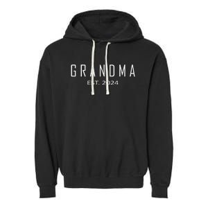 Grandma Est 2024 Funny First Time Grandmother Promoted Garment-Dyed Fleece Hoodie