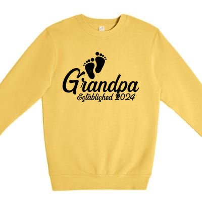 Grandpa Established 2024 Baby Footprints Premium Crewneck Sweatshirt