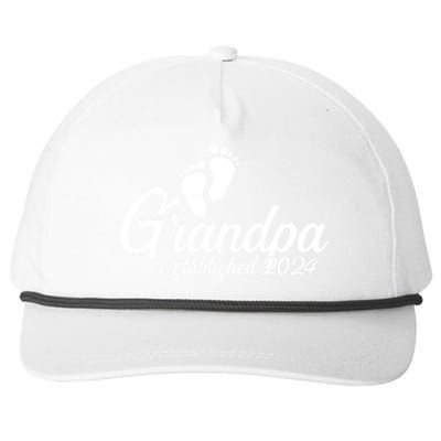 Grandpa Established 2024 Baby Footprints Snapback Five-Panel Rope Hat