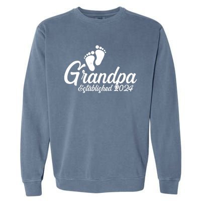 Grandpa Established 2024 Baby Footprints Garment-Dyed Sweatshirt