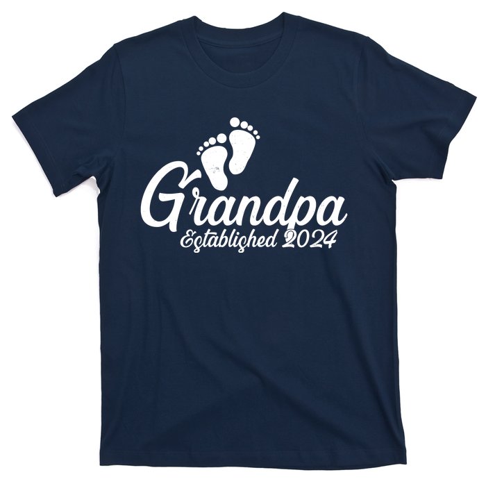 Grandpa Established 2024 Baby Footprints T-Shirt