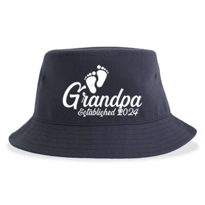 Grandpa Established 2024 Baby Footprints Sustainable Bucket Hat