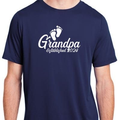 Grandpa Established 2024 Baby Footprints Adult ChromaSoft Performance T-Shirt