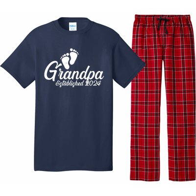 Grandpa Established 2024 Baby Footprints Pajama Set