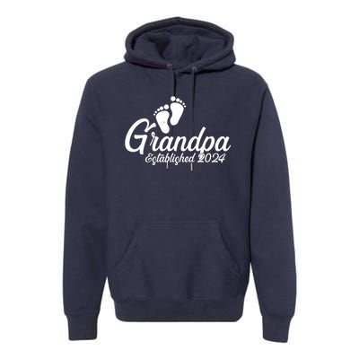 Grandpa Established 2024 Baby Footprints Premium Hoodie