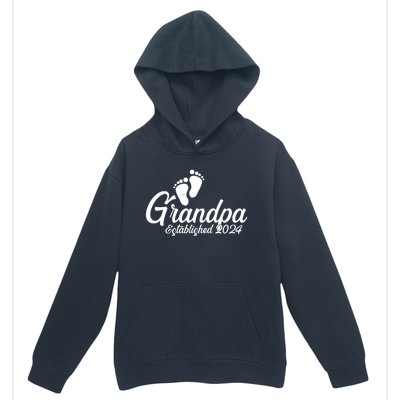 Grandpa Established 2024 Baby Footprints Urban Pullover Hoodie