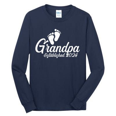 Grandpa Established 2024 Baby Footprints Tall Long Sleeve T-Shirt