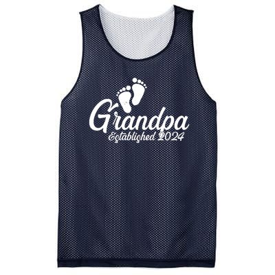 Grandpa Established 2024 Baby Footprints Mesh Reversible Basketball Jersey Tank