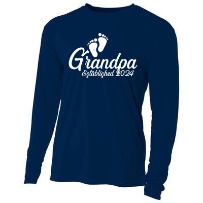 Grandpa Established 2024 Baby Footprints Cooling Performance Long Sleeve Crew