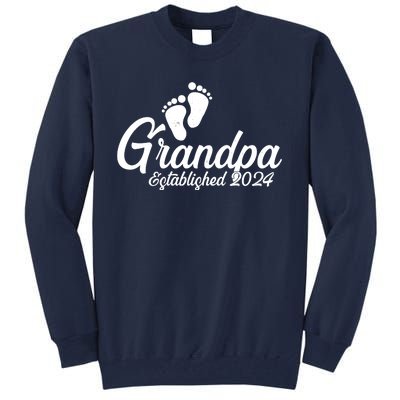 Grandpa Established 2024 Baby Footprints Tall Sweatshirt