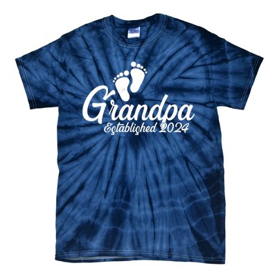 Grandpa Established 2024 Baby Footprints Tie-Dye T-Shirt