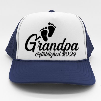 Grandpa Established 2024 Baby Footprints Trucker Hat