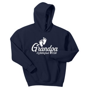 Grandpa Established 2024 Baby Footprints Kids Hoodie