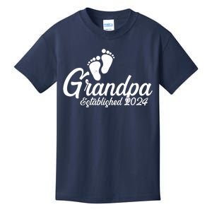 Grandpa Established 2024 Baby Footprints Kids T-Shirt