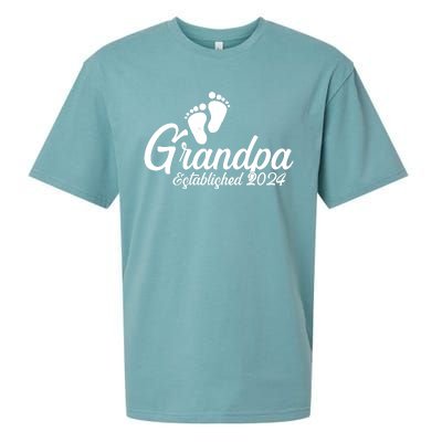 Grandpa Established 2024 Baby Footprints Sueded Cloud Jersey T-Shirt