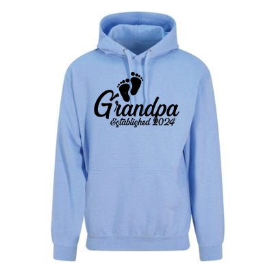 Grandpa Established 2024 Baby Footprints Unisex Surf Hoodie