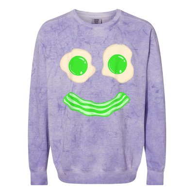 Green Eggs and Bacon Ham Smile Face Brunch Breakfast Costume Colorblast Crewneck Sweatshirt