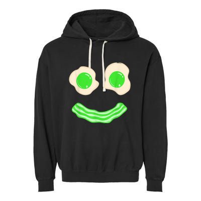 Green Eggs and Bacon Ham Smile Face Brunch Breakfast Costume Garment-Dyed Fleece Hoodie