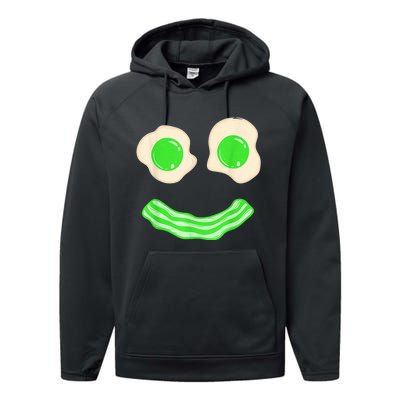 Green Eggs and Bacon Ham Smile Face Brunch Breakfast Costume Performance Fleece Hoodie