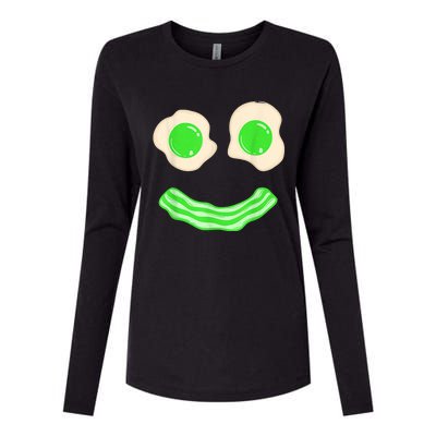 Green Eggs and Bacon Ham Smile Face Brunch Breakfast Costume Womens Cotton Relaxed Long Sleeve T-Shirt