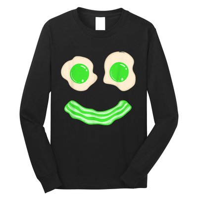 Green Eggs and Bacon Ham Smile Face Brunch Breakfast Costume Long Sleeve Shirt