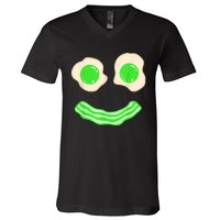 Green Eggs and Bacon Ham Smile Face Brunch Breakfast Costume V-Neck T-Shirt