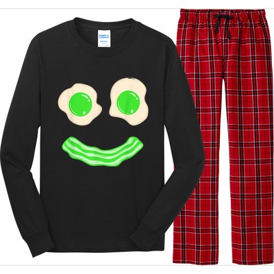 Green Eggs and Bacon Ham Smile Face Brunch Breakfast Costume Long Sleeve Pajama Set