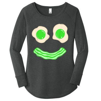 Green Eggs and Bacon Ham Smile Face Brunch Breakfast Costume Women's Perfect Tri Tunic Long Sleeve Shirt