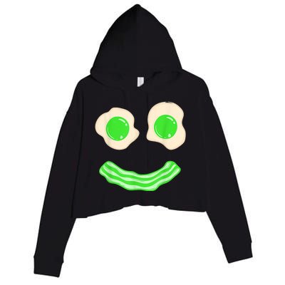 Green Eggs and Bacon Ham Smile Face Brunch Breakfast Costume Crop Fleece Hoodie