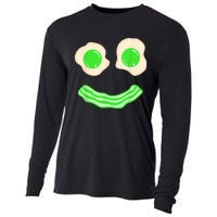 Green Eggs and Bacon Ham Smile Face Brunch Breakfast Costume Cooling Performance Long Sleeve Crew