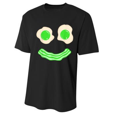 Green Eggs and Bacon Ham Smile Face Brunch Breakfast Costume Performance Sprint T-Shirt