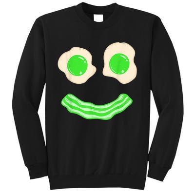 Green Eggs and Bacon Ham Smile Face Brunch Breakfast Costume Tall Sweatshirt