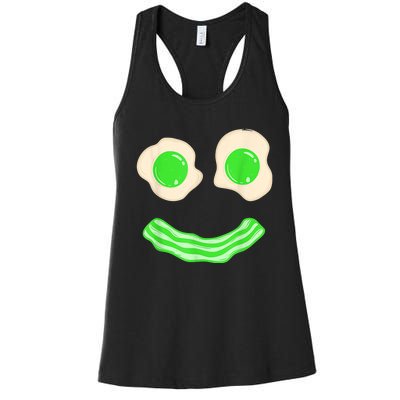 Green Eggs and Bacon Ham Smile Face Brunch Breakfast Costume Women's Racerback Tank