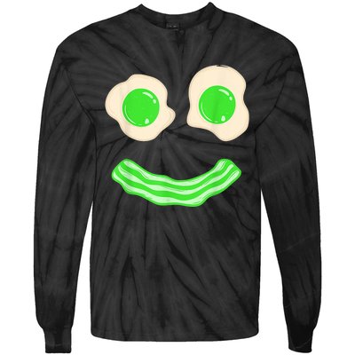 Green Eggs and Bacon Ham Smile Face Brunch Breakfast Costume Tie-Dye Long Sleeve Shirt