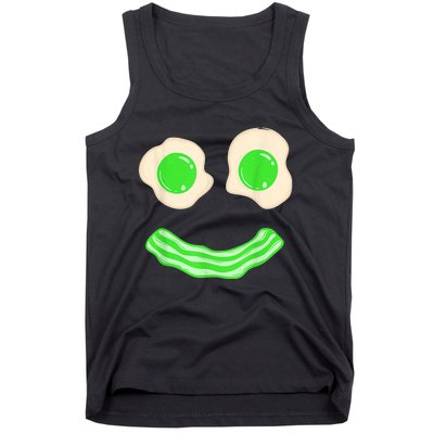 Green Eggs and Bacon Ham Smile Face Brunch Breakfast Costume Tank Top