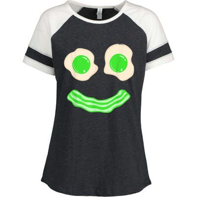 Green Eggs and Bacon Ham Smile Face Brunch Breakfast Costume Enza Ladies Jersey Colorblock Tee