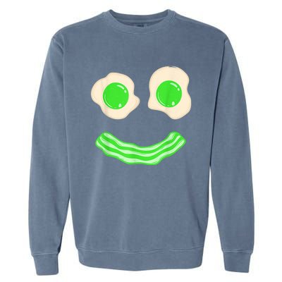 Green Eggs and Bacon Ham Smile Face Brunch Breakfast Costume Garment-Dyed Sweatshirt