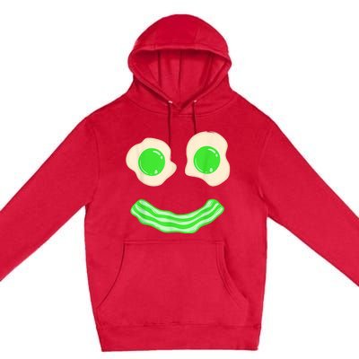 Green Eggs and Bacon Ham Smile Face Brunch Breakfast Costume Premium Pullover Hoodie