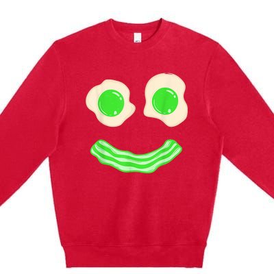 Green Eggs and Bacon Ham Smile Face Brunch Breakfast Costume Premium Crewneck Sweatshirt