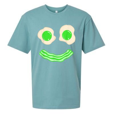 Green Eggs and Bacon Ham Smile Face Brunch Breakfast Costume Sueded Cloud Jersey T-Shirt