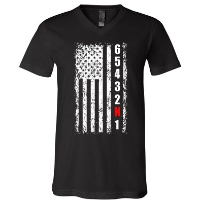 Gear Shift Racing Flag Neutral V-Neck T-Shirt