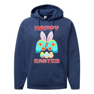 Gamer Easter Bunny Controller Easter Day Performance Fleece Hoodie