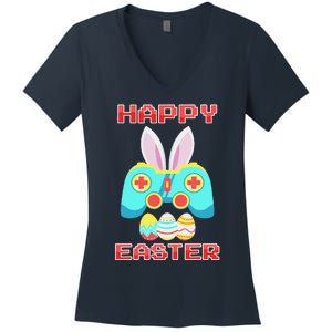 Gamer Easter Bunny Controller Easter Day Women's V-Neck T-Shirt